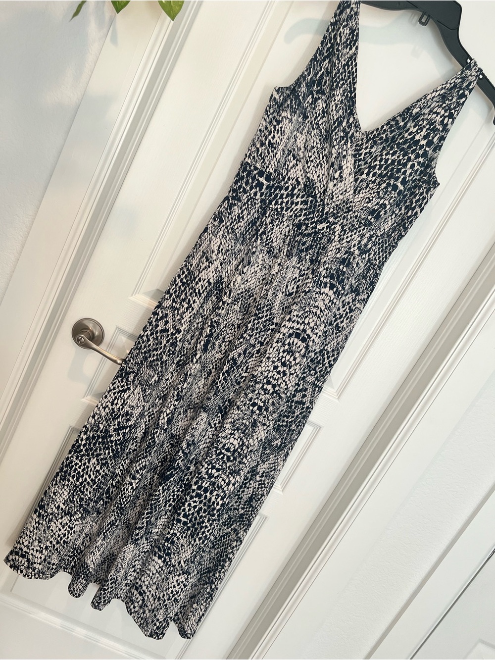 Garnet Hill Black and White Printed V-Neck Maxi Dress 6P Summer Vacation Classy